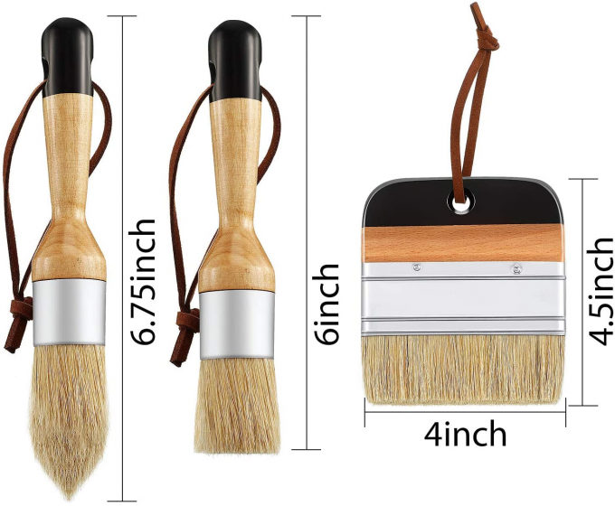 4.5in Stencil Chalk Paint Brush Set 3Pcs 0