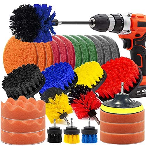 M14 Shaft 31pcs Power Drill Scrub Brush Attachment Set Scrub Bathroom 0