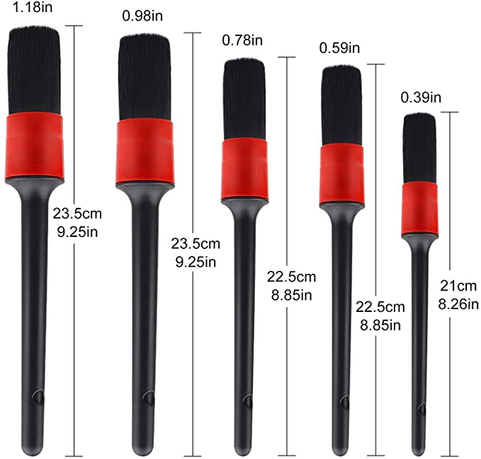 Polypropylene Car Detailing Brush Set 5pcs For Interior And Exterior 0