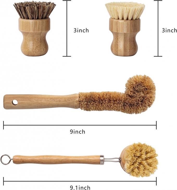 6*8cm Eco Friendly Kitchen Scrub Brush Bamboo Wooden ISO9001 1