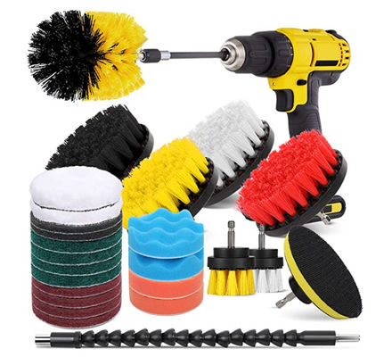 26 Piece Power Drill Brush Set for Cleaning Power Scrubber Brush Pad Sponge Kit with Extend Attachment