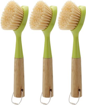 1.1in PBT Bristle Kitchen Scrub Brush Dish Scrubber With Handle