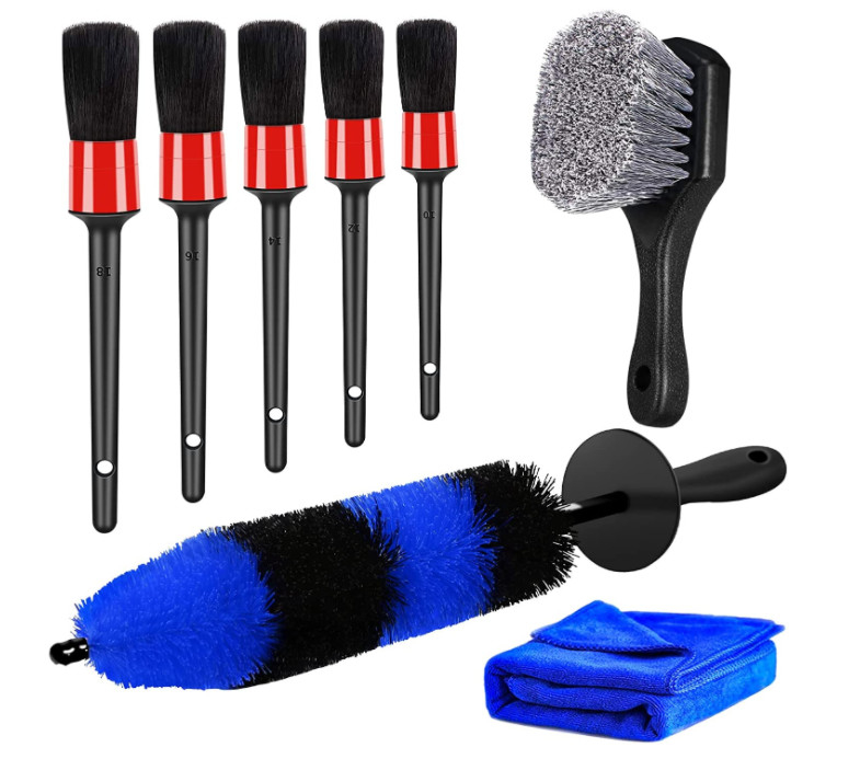 Nylon 8Pcs Car Detailing Brushes Kit For Washing Wheels Interior Exterior