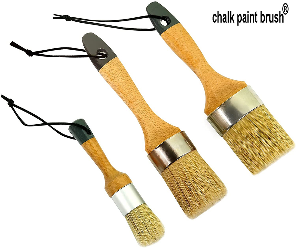 buy 3 Pieces Chalk And Wax Paint Brushes White Bristles For Wood Furniture online manufacturer