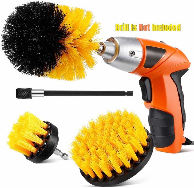 4 Pieces Drill Brush Attachment Set with Extension rob For Cleaning Grout,Wheel,Tub,ect