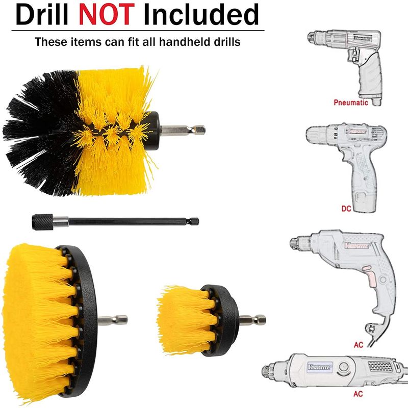 4 Pack Wheel Supplies Kit Fit Tire  Detailing Drill Brush Set