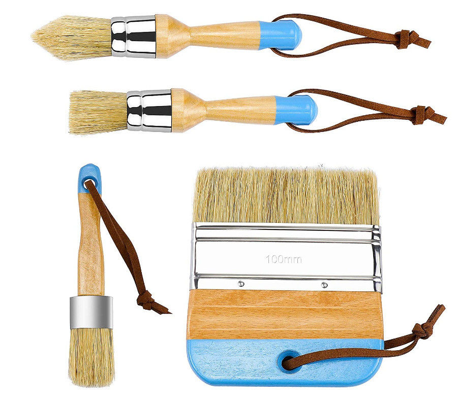 buy 1.5in Chalk And Wax Paint Brushes Set 3pcs Wooden Handle DIY Painting online manufacturer