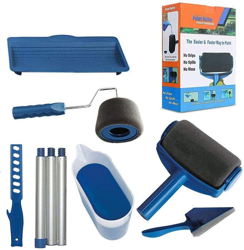 buy Economical 19*6*20cm Pro Paint Roller Kit 9pcs Wall Printing Brush online manufacturer