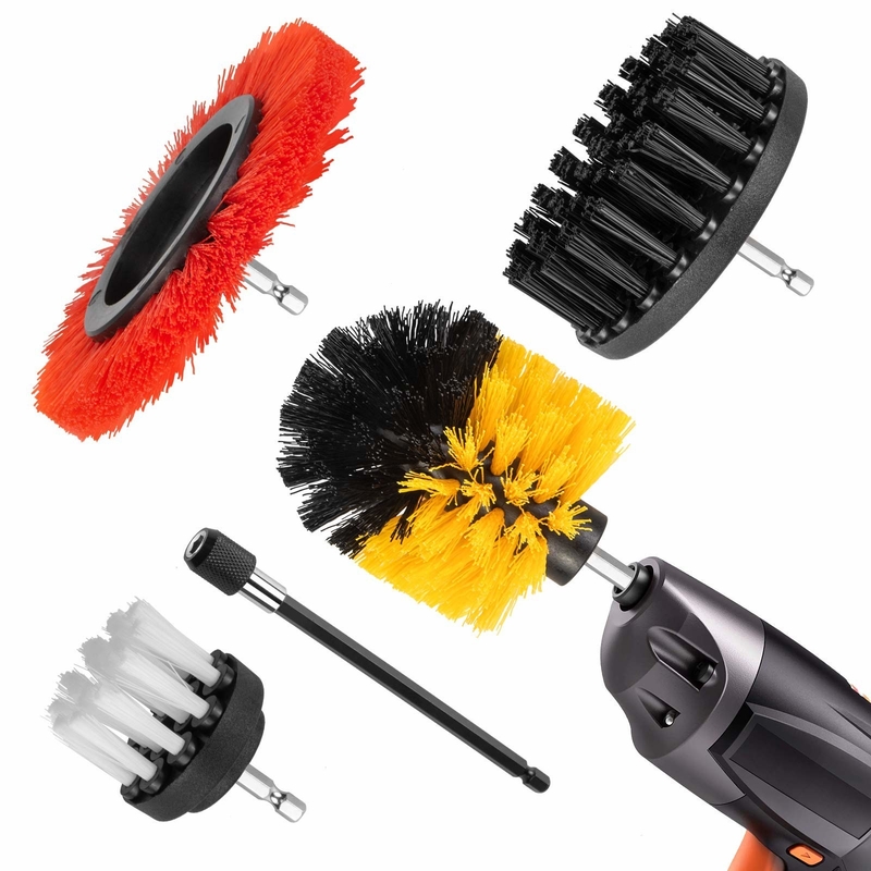 Hard Bristles Drill Brush Attachment Set 5 Pcs For Cordless Screwdriver